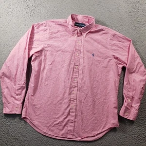 Vintage Ralph Lauren Hemd Herren XL Rosa Gingham Karo Knopfleiste Custom Fit - Bild 1 von 11