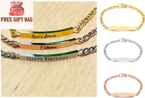 Personalised Bracelet Custom Engraved Bar Name Date Mom Baby Christmas Gift Her - Picture 1 of 16