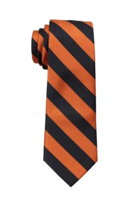Boy's - Youth Orange and Black School College Striped Necktie  - NWT - Image 1 of 2