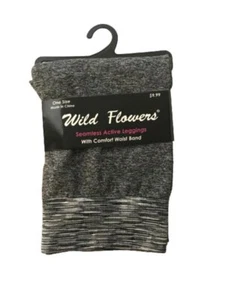 Wild Flowers Seamless Active Leggings, Gray with Heathered Trim, One Size - Picture 1 of 1