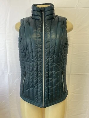 Chaleco deportivo para mujer DKNY verde azulado oscuro sin mangas con cremallera talla S 391A Foto 1 de 4