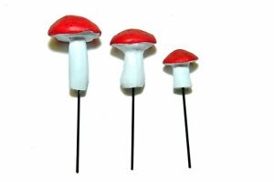 G & F 10025 Miniature Fairy Garden Resin Mushrooms Various Colors Set Of 3
