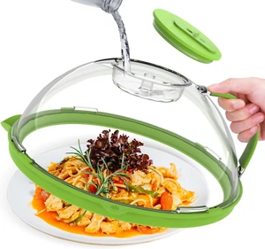 Mikrowelle Spritz Abdeckung 10 Zoll mit Wasser Dampfgarer Verstellbar Belüftet Lebensmittel Deckel - Bild 1 von 9