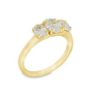 1.50ct Yellow Gold Certified Lab Grown Diamond Trilogy Ring - F/VS - Picture 1 of 6