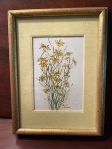 Pintura acuarela vintage de flores originales pequeñas enmarcadas de Leila Farrell 6 X 8 - Imagen 1 de 6