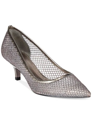 ADRIANNA PAPELL Womens Silver Fishnet See-Through Lois Slip On Pumps 6.5 M - Image 1 of 4