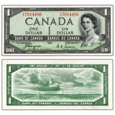 $1 1954 Bank of Canada Note Devil Face B/A Prefix BC-29a - Uncirculated - Image 1 of 3