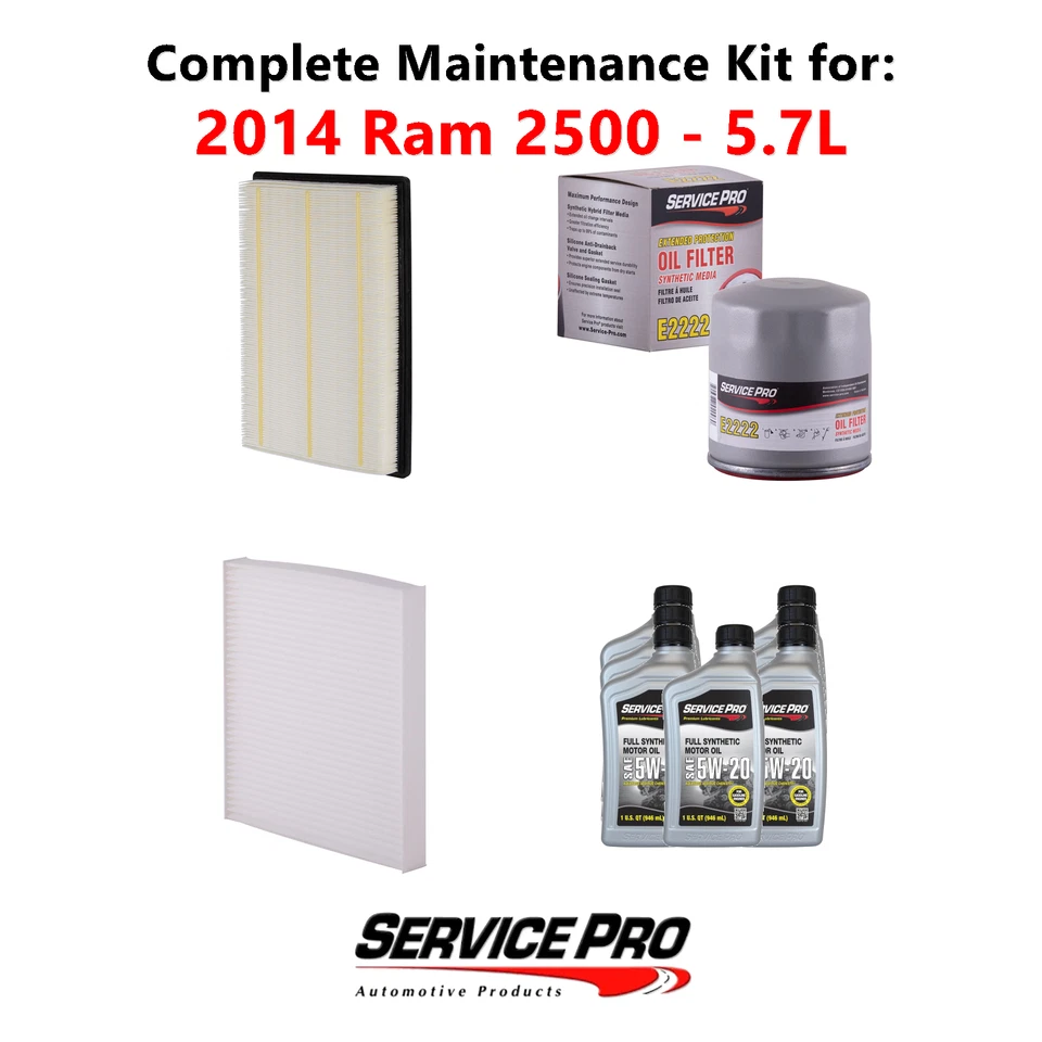 2014 Ram 2500 5.7L Complete Oil, Air & Cabin Filter Kit (5W-20) Foto 1 de 4