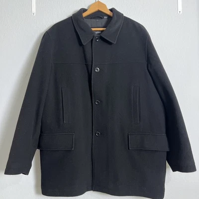 Alfani Vtg Jacket Mens Large Black Wool Blend Quilted Lined Classic Coat Warm - Image 1 of 4