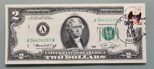 1976 Two Dollar Federal Reserve Note $2 with Stamp - First Day of Issue #96381 - Picture 1 of 2