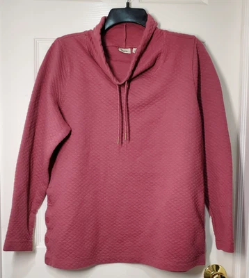 L.L.Bean Mujer Pullover Sudadera con Capucha L Pequeño Malva Texturizado Manga Larga Pullover Foto 1 de 4