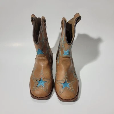 Botas de Vaquero Niñas Wonder Nation Azul Estrella Bordado Talla 11 Marrón Cremallera Foto 1 de 4