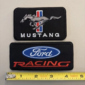 Ford Racing + Mustang (Iron on Patch Set) Sports Car / Truck / Cobra - Picture 1 of 2