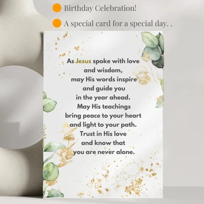 Tarjeta de cumpleaños religiosa para su tarjeta de cumpleaños floral cristiana nacimiento basado en la fe Foto 1 de 4