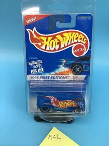 1996 Hot Wheels HWS BLUE VW DRAG BUS Volkswagen First Edition W/Protector - Picture 1 of 2