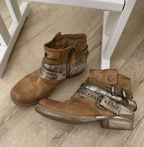 A.S. 98 Airstep Zapatos Italianos Hebilla Avant Garde Motociclista Cuero Marrón Talla EU 36 - Imagen 1 de 14