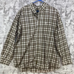 Camisa Timberland Weather Gear a Cuadros con Botones para Hombres L Marrón Manga Larga Logo - Imagen 1 de 12