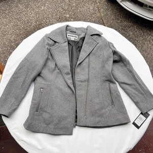 Giacca Kristen Blake donna XL grigio erica cappotto lana zip asimmetrica nuova con etichetta - Foto 1 di 12