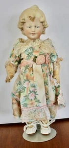 10.5 inch German Doll, Bisque head, compo body painted eyes, factory clothes - Picture 1 of 14