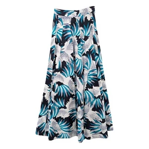 Francis Benedict Tropical Maxi Skirt Womens Teal White Pleated Togo Africa Sz XS - Picture 1 of 8