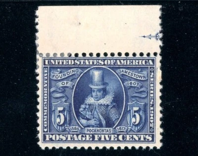 USAstamps Unused FVF US 1907 Jamestown Scott 330 OG MHR SCV $150 - Image 1 of 2
