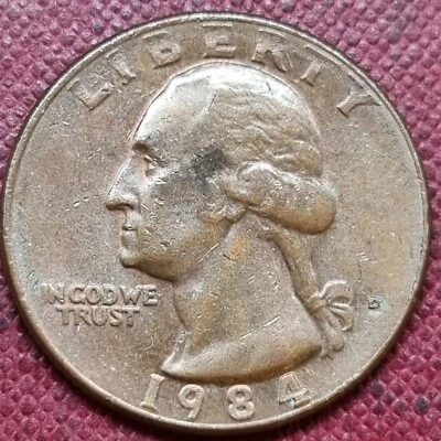 1984 D Washington Quarter 25c ERROR MISSING CLAD LAYER ON OBVERSE #89368 - Image 1 of 2