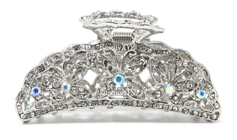 США женщина бабочка 3,25 дюйма металлические стразы кристалл волос коготь зажим заколка  - Изображение 1 из 1