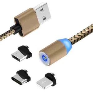 3 in 1 Universal Magnetic USB Charging Cable For iPhone Type C Micro USB - Picture 1 of 24