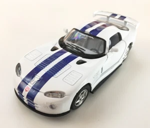 Kinsmart 1:36 Dodge Viper GTS-R Pullback Diecast Model Car White Blue Stripes - Picture 1 of 10