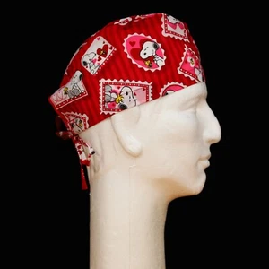 Peanuts Gang Snoopy & Woodstock Stamp on Valentine's Day theme scrub hat - Picture 1 of 1