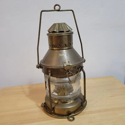 Vintage Nautical Ship Lantern Oil Lamp Maritime Boat Light Bronze - Image 1 of 4