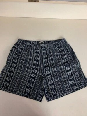 Pantalones cortos de lino vintage impermeables para mujer con estampado azul marino pequeños Foto 1 de 4