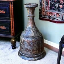 Vintage Brutalist Hammered Copper  Vase Vessel Silver Patina 9" Made In Israel 