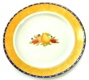 Set of 2 DANSK Thailand FIANCE FRUITS 9" Luncheon Plates Orange Band Dinnerware - Picture 1 of 5