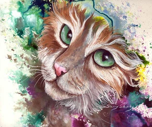 Smaragdaugen 8x10 KATZEN-Druck der Künstlerin Sherry Shipley - Bild 1 von 1