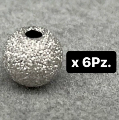 6Pz. sfere rondelle perle raccordo distanziatrici in argento 925 glitterate 5mm - Immagine 1 di 4