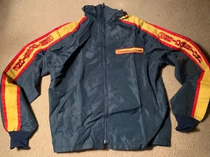 Bridgestone Racing Jacket XL Windbreaker Navy Blue Yellow Stripe Crown - Picture 1 of 7