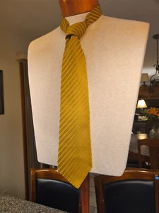 Vintage 1970s Wide Gold Striped Tie Textured Polyester St. Clairs by DAMON - Picture 1 of 18