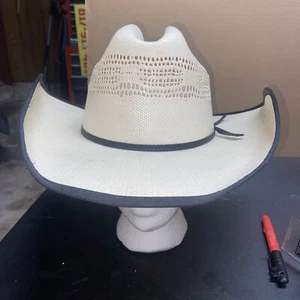Vintage Bandora Straw Cowboy Hat size 7 Hecho en Mexico Western W/ Black Lace - Picture 1 of 1
