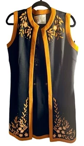 Di Costa % Wool Vest Embroidered British Hong Kong Made Vintage - Picture 1 of 6