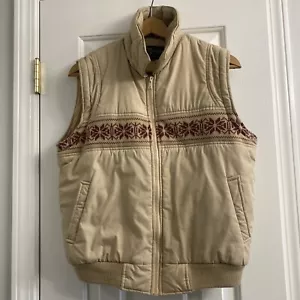 JC Penney Vintage Women’s Puffer Vest Snowflake Tan- Medium - Picture 1 of 9
