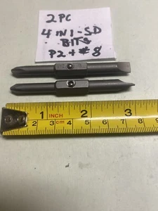 2 Pc 4 In 1 Screwdriver Replacement Bits 5/16” Hex Shank  P 2 And # 8 Slotted - Picture 1 of 1