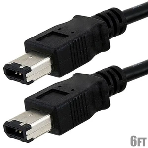 6FT Firewire 400 6 to 6 Pin Male IEEE 1394 iLINK Cable PC MAC 6' Black - Picture 1 of 2