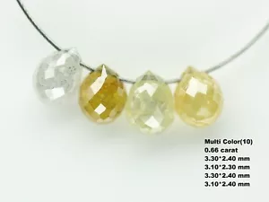 0.66 CT Natural Fancy Multi Color Rustic Diamond Tear Drop Beads Drilled - Picture 1 of 5