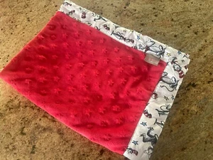 DR SEUSS Trend Lab Cat In The Hat Baby Blanket Red Stars Embossed Security Minky - Picture 1 of 4