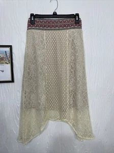 Flying Tomato Small Skirt Lace Boho Peasant Elastic Waist Flowy Panel Sharkbite - Picture 1 of 10