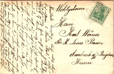 RARE ANNA FUHRING DEUTSCHES REICH 5 CENT GREEN GERMAN STAMP WALDRAF - Image 1 of 2