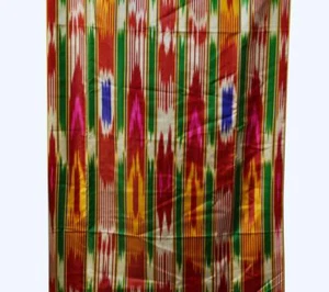 UZBEK USSR(124"-315cm)HAND CRAFTED IKAT HAN ATLAS FABRIC 70%SILK-30%COTTON(11) - Picture 1 of 3