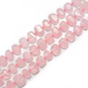 Natural Rose Quartz Faceted Nugget Chunk Beads Approx 13x20mm 15.5" Strand - Picture 1 of 2