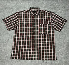 Barcode Mens Short Sleeve Button Up Collared Shirt Multi Color Checkered Size XL
